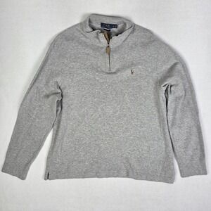 Polo Ralph Lauren Estate Rib 1/4 Zip Mens XL Gray Long Sleeve Sweater Causal